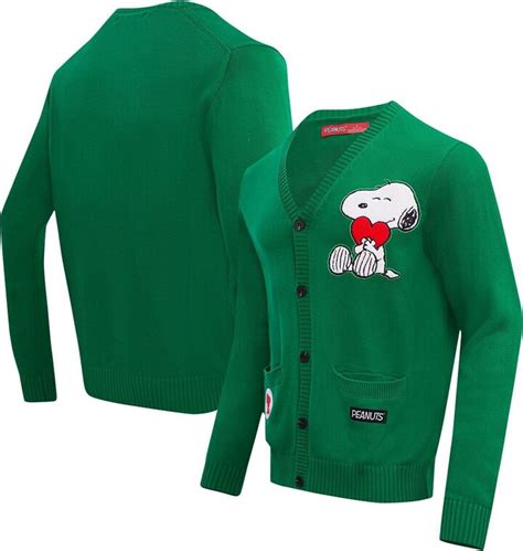 Men S Freeze Max Kelly Green Peanuts Snoopy Love Cardigan Shopstyle