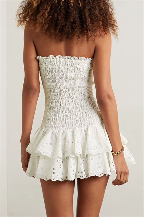 Charo Ruiz Megan Strapless Broderie Anglaise Cotton Mini Dress In