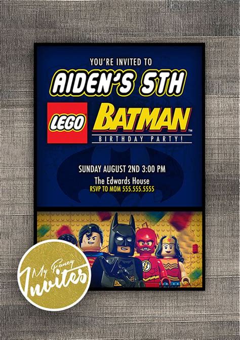 Lego Batman Party Invitation Personalized Boys Birthday Printable Diy Custom Digital Invites