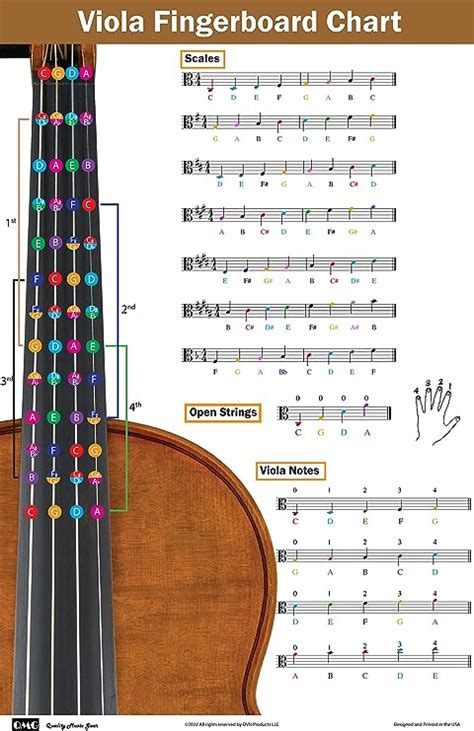 Viola Fingering Chart With Color Coded Notes Viola Scales Techniques Suitable For