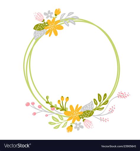 Geometric Spring Wreath With Flower Flat Herb Vector Image