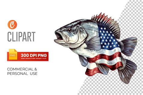 Bass Fish with American Flag Sublimation Graphic by Crafticy · Creative ...