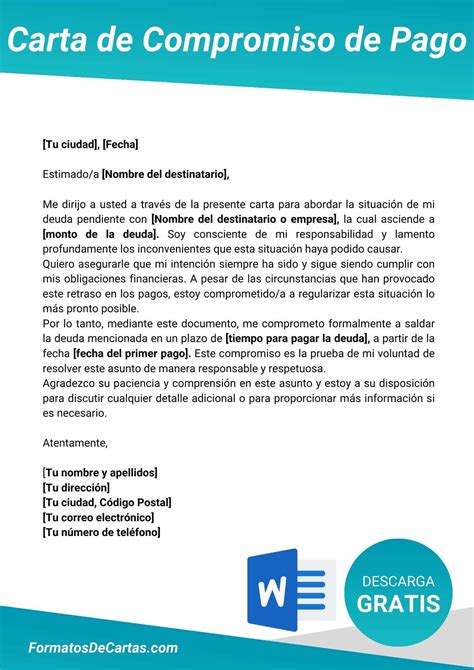 Formato De Carta De Compromiso De Pago 【 2025 】 Formatos De Cartas