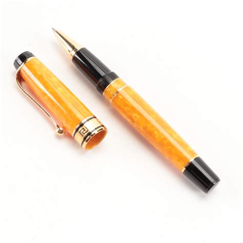 Aurora Fountain And Ballpoint Pens With Yellow Presentation Cases Ebth