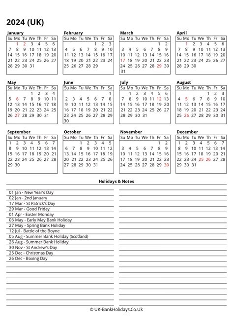 2024 Uk Calendar Printable In Word Pdf Excel