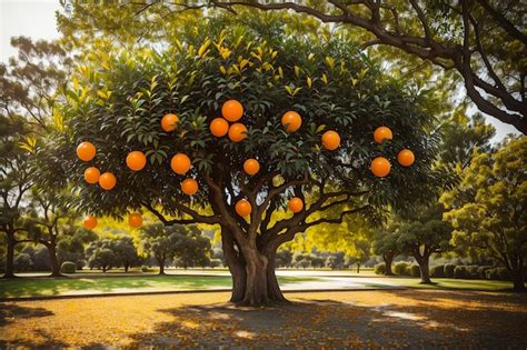 Premium AI Image | Beautiful orange tree citrus aurantium full of ripe fruit on a sunny winter ...