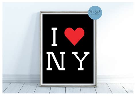 I Love Ny Poster Travel Poster New York Black And White Etsy