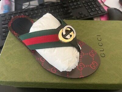 Gucci Gg Thong Web Sandal In Green And Red Authentic Size Ebay