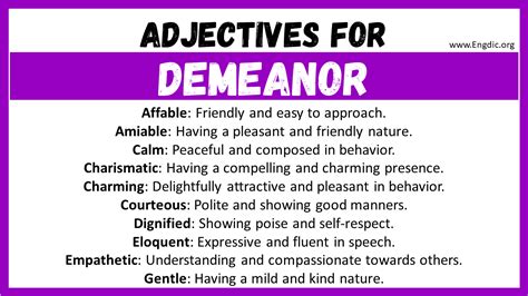 20+ Best Words to Describe Demeanor, Adjectives for Demeanor - EngDic