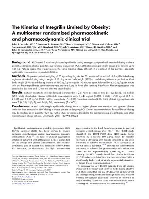 kinetics  integrilin limited  obesity  multicenter