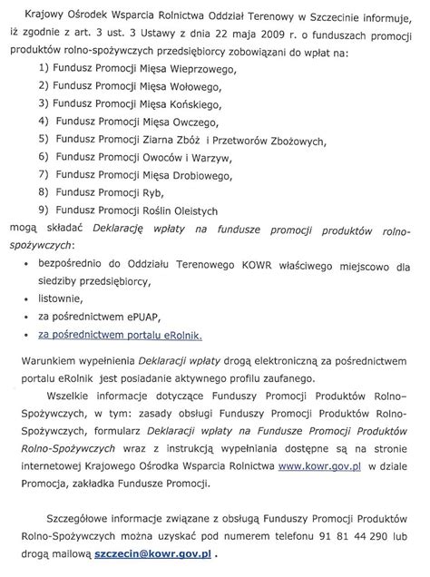 KOWR informuję o możliwości składania deklaracji do wpłat na Fundusze