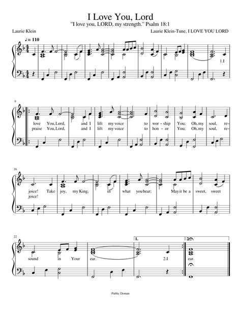 I Love You Lord Sheet Music For Piano Solo Easy