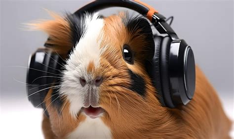 Premium Ai Image Cute Guinea Pig With Sunglasses And Earphone Ai