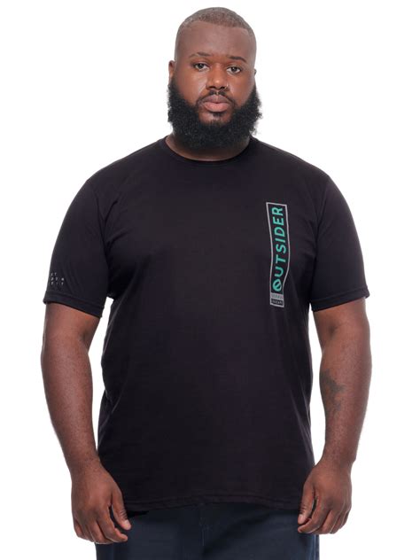 Camiseta Plus Size Masculina Anistia Manga Curta Preta