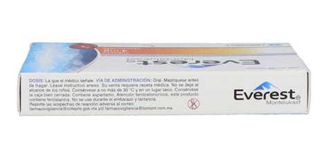 Everest Montelukast 4 Mg Caja Con Envase Con 30 Tabletas Mas Mercadolibre