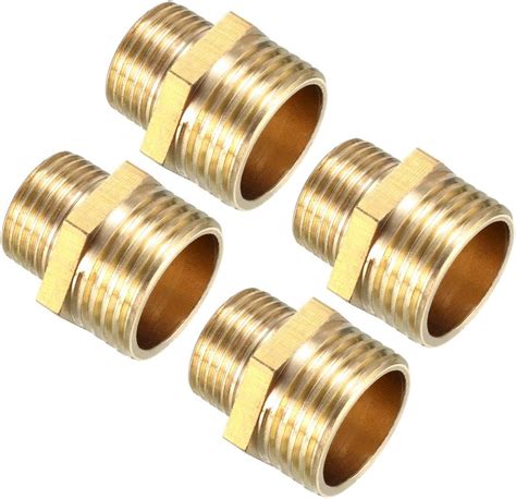 Sourcing Map Brass Pipe Fitting Reducing Hex Nipple 1 2 BSP Male X 3 8