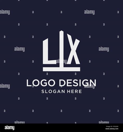 LX Initial Monogram Logo Design With Pentagon Shape Style Design Ideas