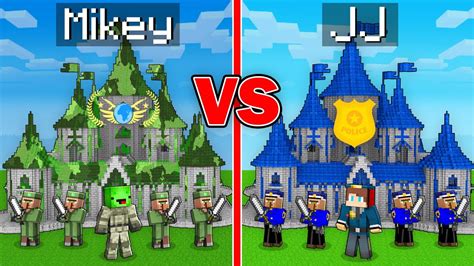 Mikey Army Kindgom Vs Jj Police Kingdom Survival Battle In Minecraft