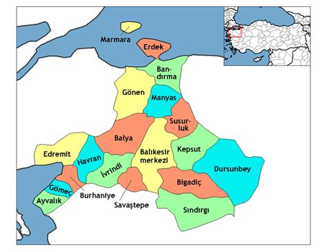 Balıkesir Haritası Balıkesirin İlçeleri Haritası