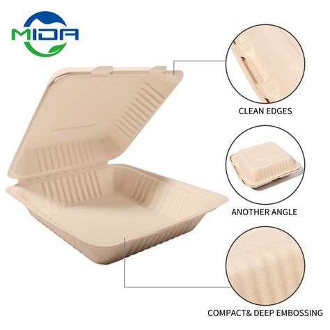 Sugarcane Bagasse Disposable Take Away Food Packaging Clamshell