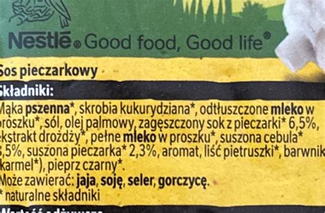 Sos pieczarkowy Winiary kalórie kJ a nutričné hodnoty