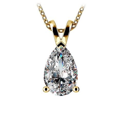 2 Carat Pendant Necklace Pear Cut Diamond In Yellow Gold