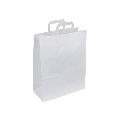 Sac Kraft Blanc Poign Es Plates Pakup Emballage Fr