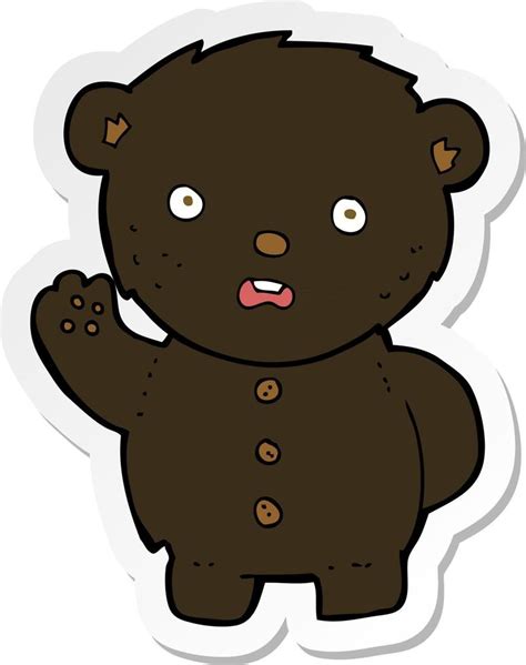 Sticker Of A Cartoon Unhappy Black Teddy Bear Vector Art At