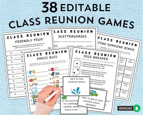 Printable Class Reunion Games Editable Reunion Template Activities ...