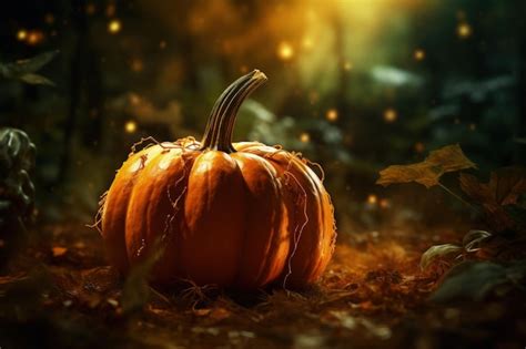 Premium AI Image Epic Pumpkin Halloween Illustration Generative AI