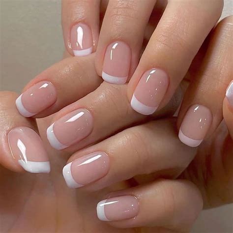 Amazon GLAMERMAID Press On Nails French Tips Nude Pink False Nails With Design 24 PCS