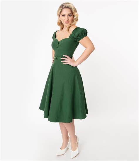 Unique Vintage 1950s Emerald Green Ohara Swing Dress Mod And Retro