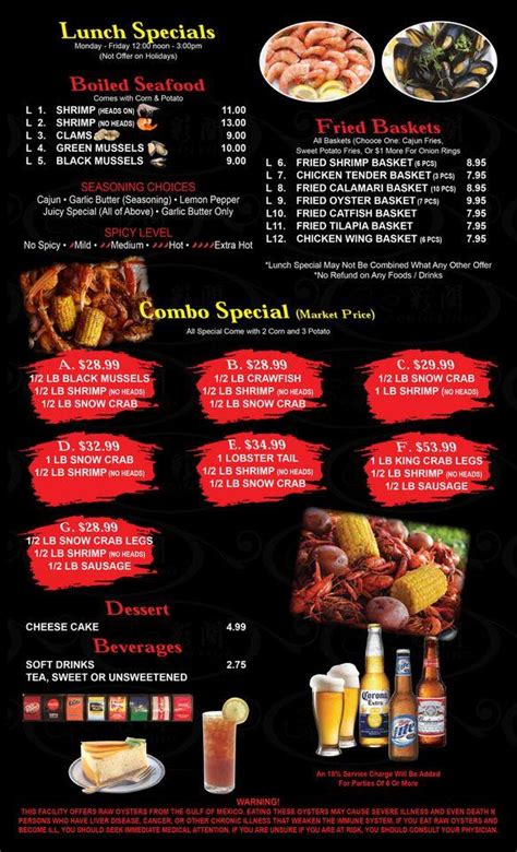 Menu At Juicy Seafood Restaurant Nashville Gallatin Pike