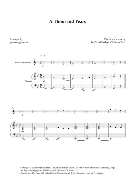 A Thousand Years Arr Jps Arrangements Sheet Music Christina Perri