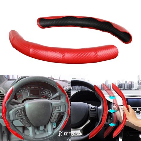 15 For Ford Mustang Steering Wheel Cover Protector Non Slip Pu Carbon Fiber Red Ebay