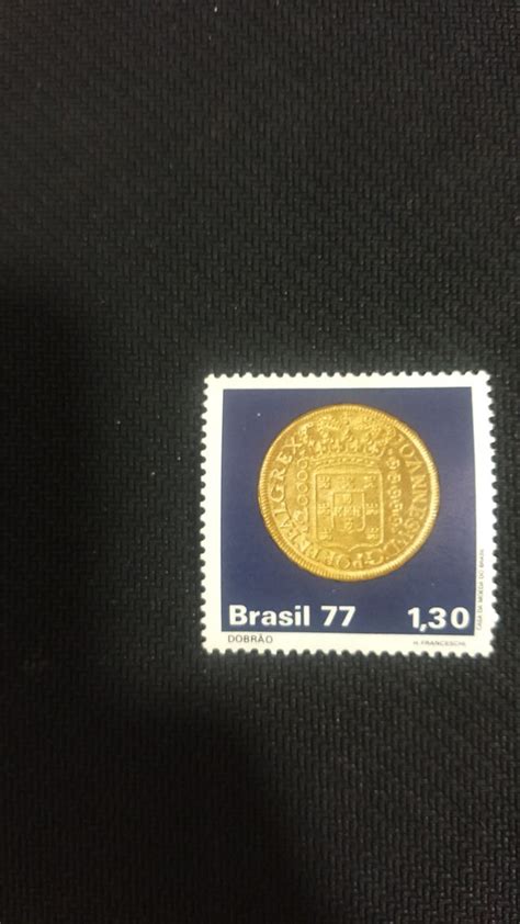 Selo de 1977 Moedas do Brasil Dobrão Produto Vintage e Retro Casa