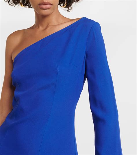 Aventador Fringed One Shoulder Midi Dress In Blue Taller Marmo