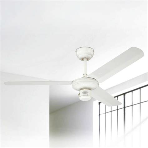 White industrial ceiling fan | Lights.co.uk