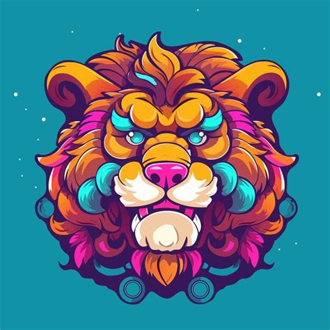 Premium Vector Fancy Colorful Lion Head Logo Vector