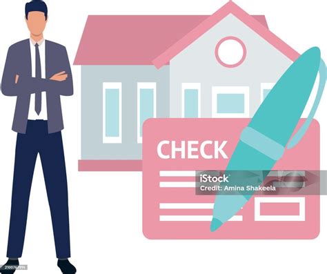 Boy Showing Rent Check Card Stock Illustration Download Image Now