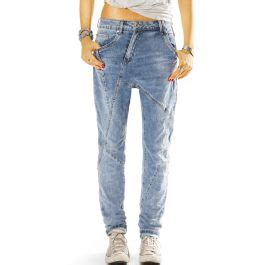 BE STYLED Baggy Loose Fit Jeans Low Waist Jeanshose mit schräger