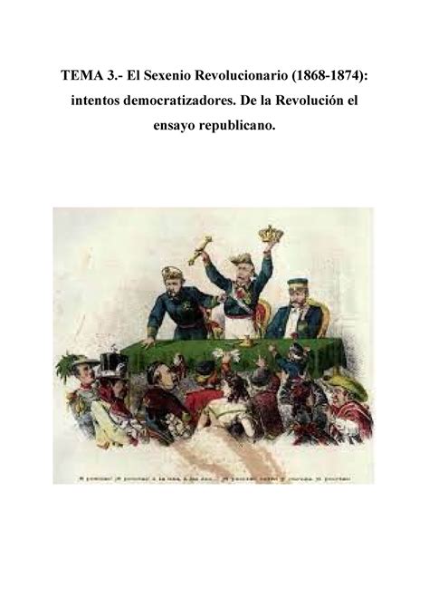 Tema 3 El Sexenio Revolucionario 1868 1874 Intentos Democratizadores