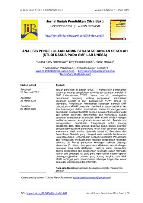 PDF ANALISIS PENGELOLAAN ADMINISTRASI KEUANGAN SEKOLAH STUDI KASUS