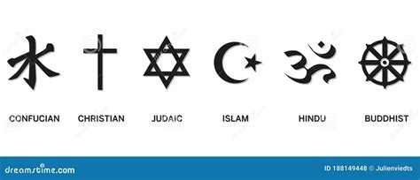 World Religion Symbols - Christianity, Islam, Hinduism, Confucian ...