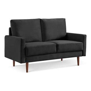 Black And Dark Brown Velvet Love Seat Midcentury Loveseats By