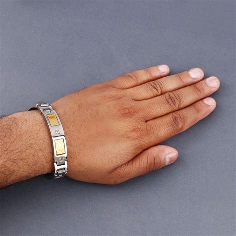 Titanium Men S Bracelet Mens Titanium Bracelet With Gold Etsy