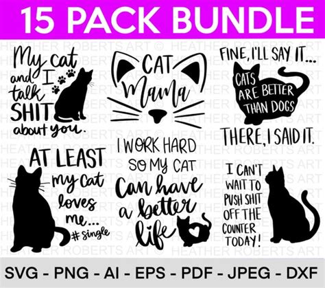 Funny Cat Svg Bundle Cat Svg Kitten Svg Cat Lady Svg Crazy Etsy