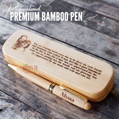 BatutsPh Personalized Premium Bamboo Pen With Case WFH Essentials