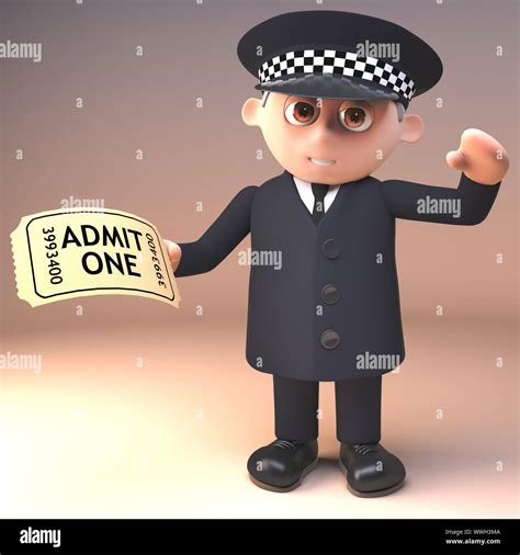 Funny 3d Cartoon Policeman Character In Police Uniform Holding A Ticket