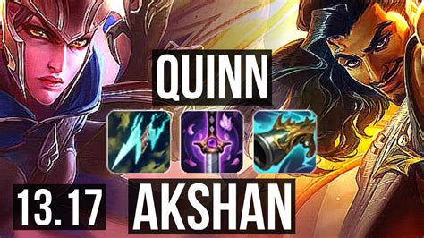 QUINN Vs AKSHAN MID Rank 5 Quinn 69 Winrate 7 Solo Kills